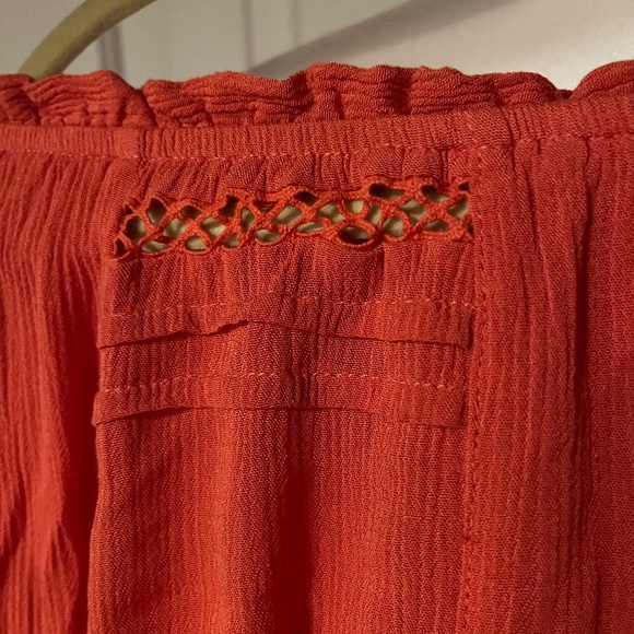 Burnt orange boho off/on shoulders romper - Picture 8 of 15